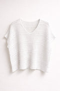 Virkad v-ringad topp dam White - Germaine från Chica london | Smilebutiken - Caramelle Fashion