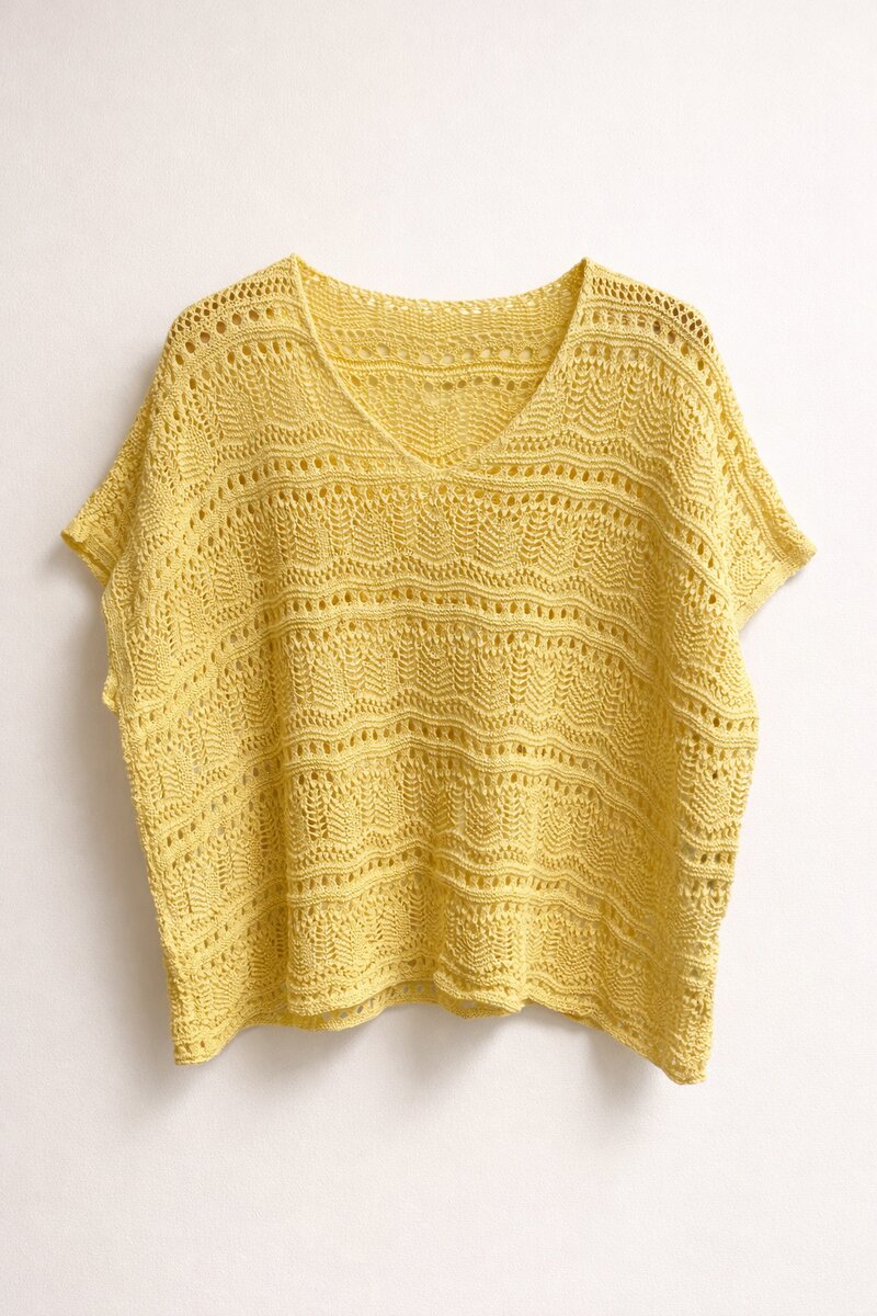 Virkad v-ringad topp dam Yellow- Germaine från Chica london | Smilebutiken - Caramelle Fashion