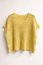Virkad v-ringad topp dam Yellow- Germaine från Chica london | Smilebutiken - Caramelle Fashion