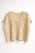 Virkad v-ringad topp dam beige - Germaine från Chica london | Smilebutiken - Caramelle Fashion