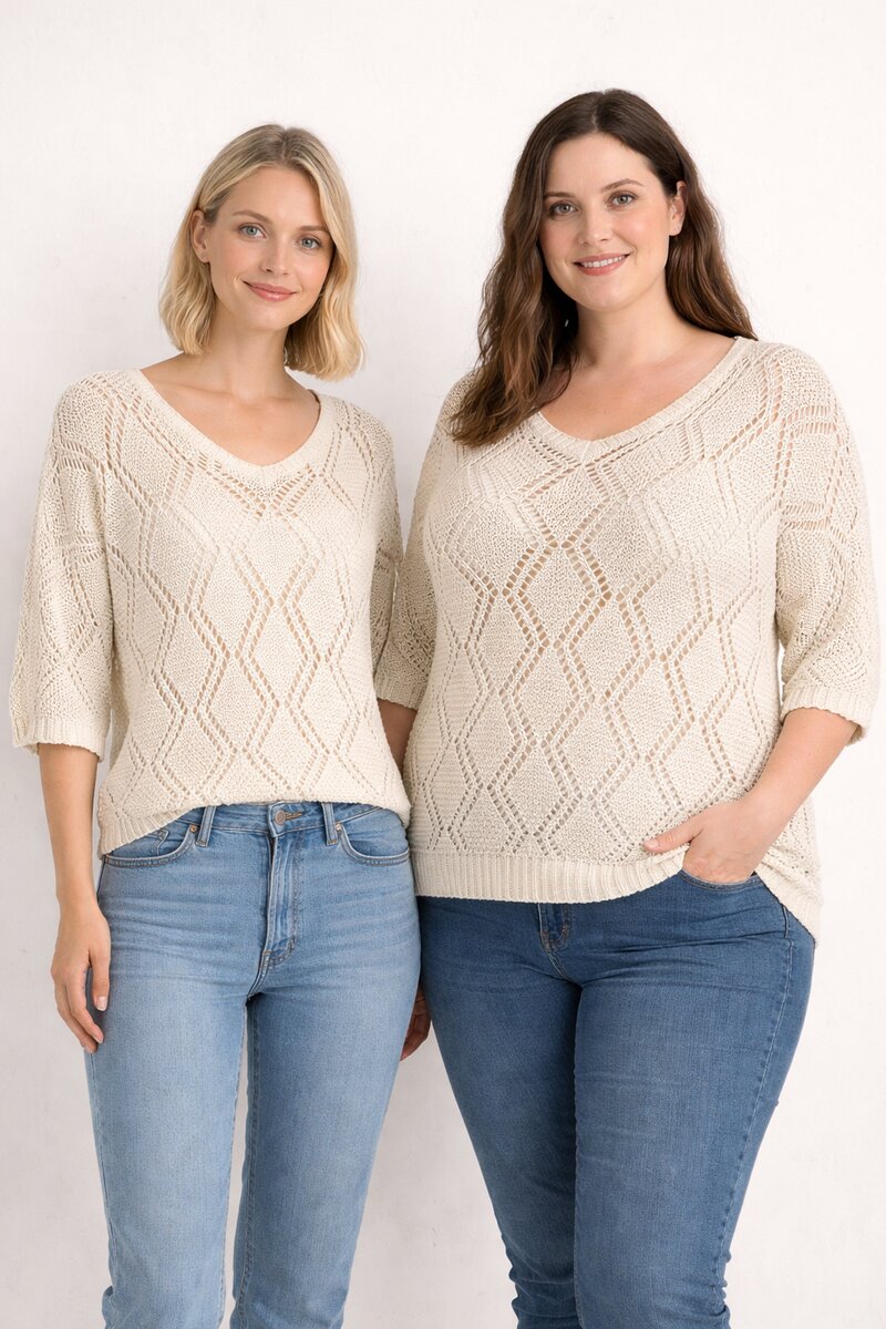 Adele Virkad Topp Dam Beige VIVICHY