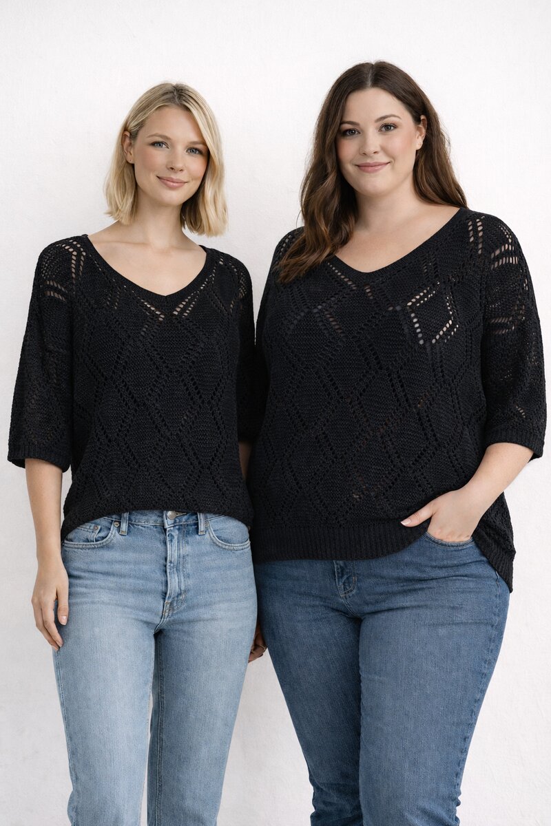 Adele Virkad Topp Dam Black VIVICHY