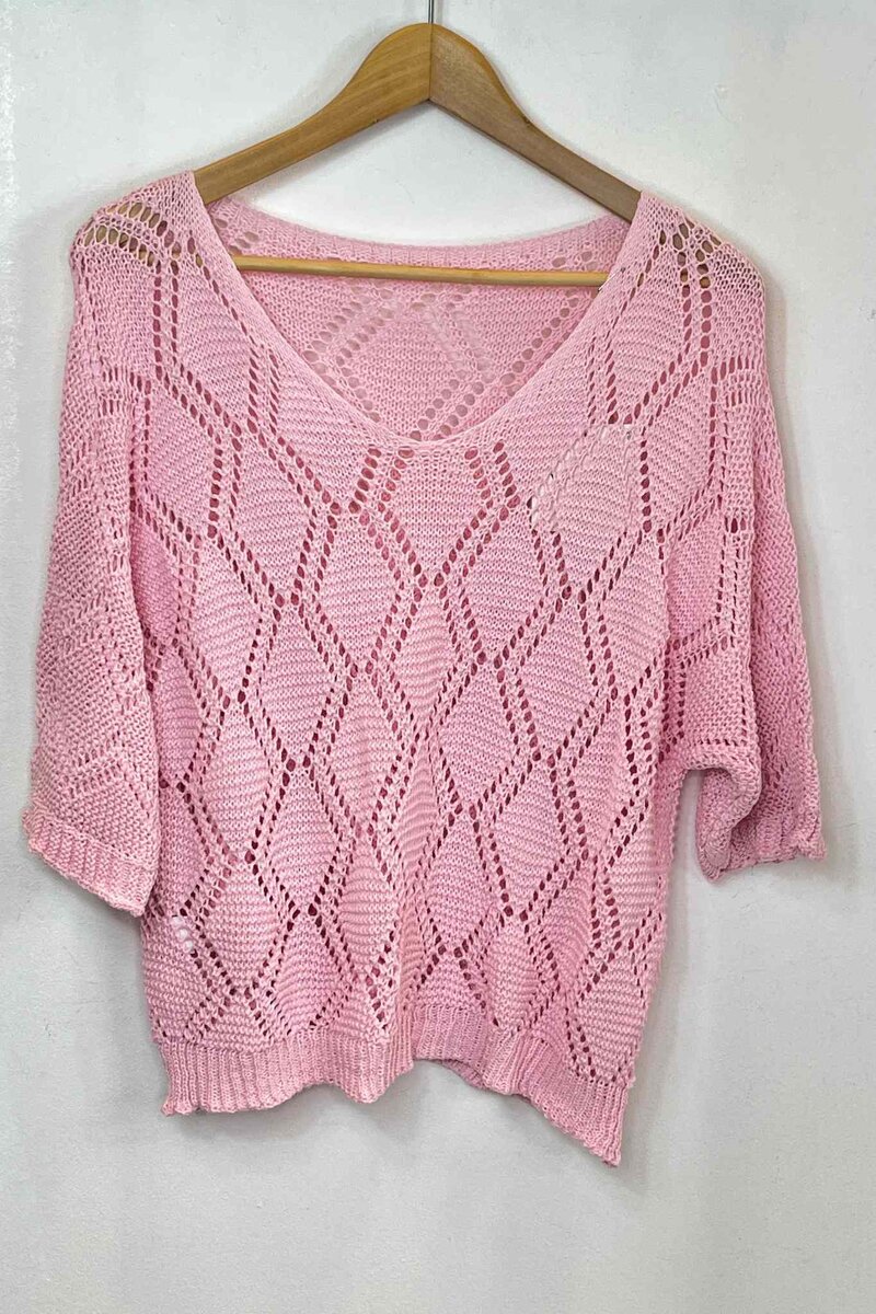 Adele Virkad Topp Dam Light Pink VIVICHY