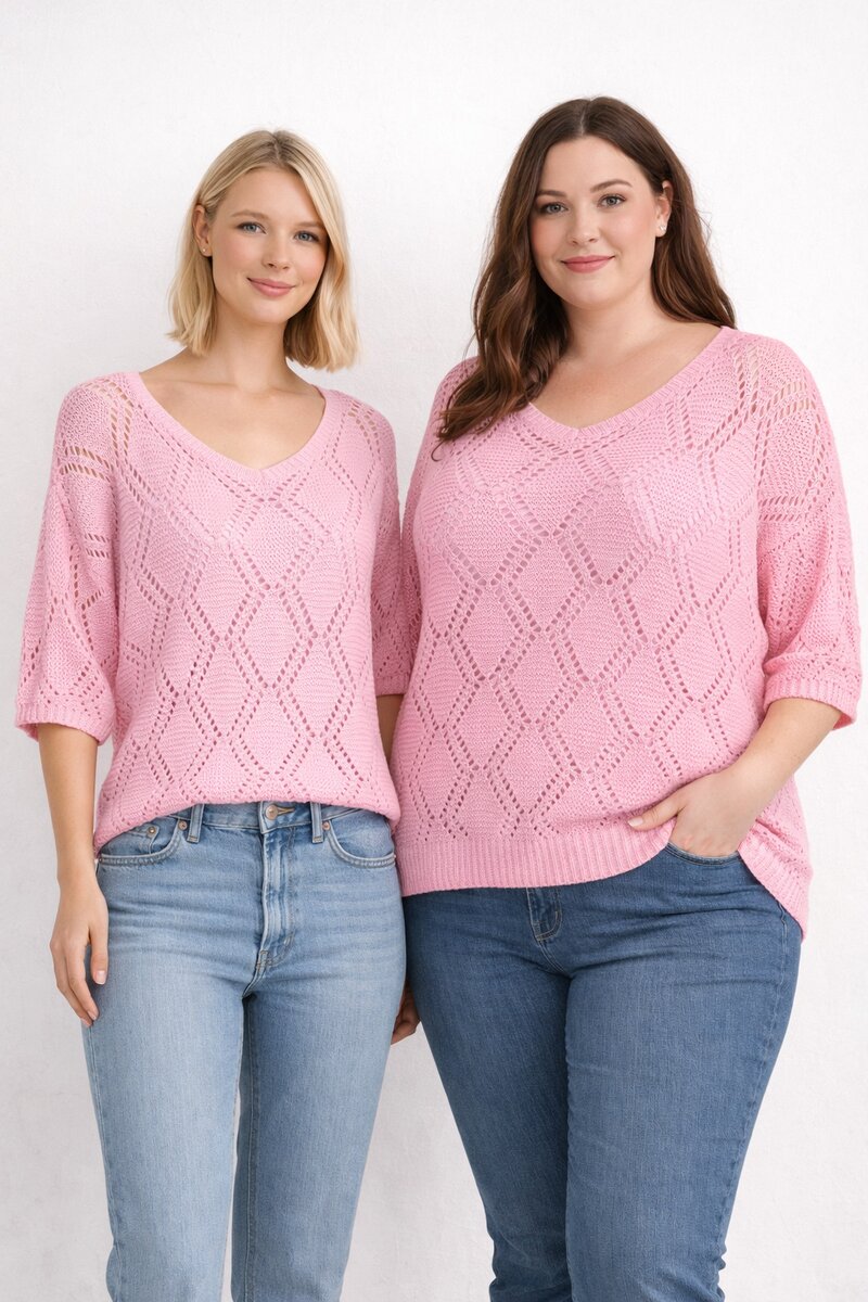 Adele Virkad Topp Dam Light Pink VIVICHY