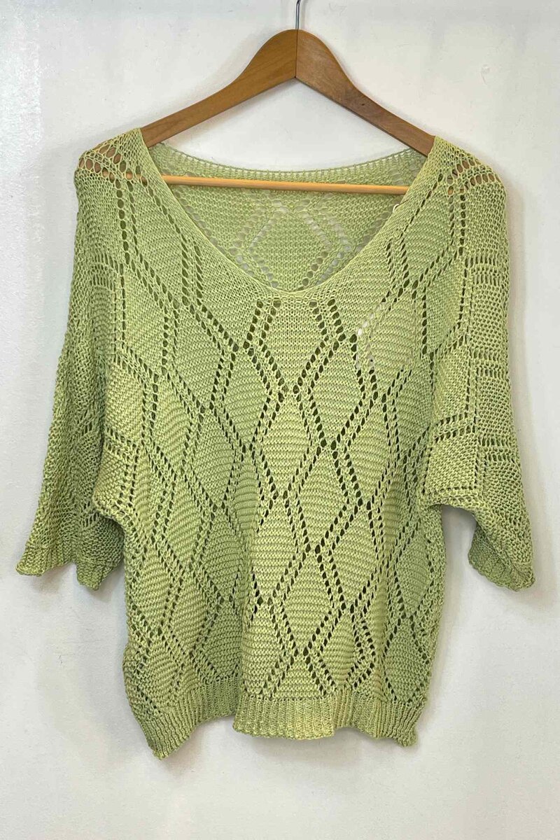 Adele Crocheted Top Women's Sage Green VIVICHY