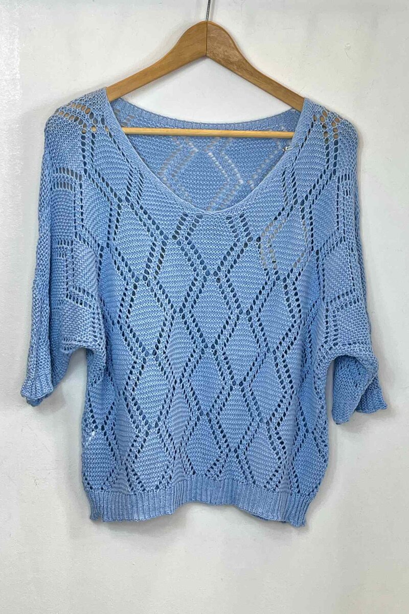 Adele Crocheted Top Women Sky Blue VIVICHY