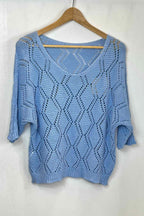 Adele Crocheted Top Women Sky Blue VIVICHY