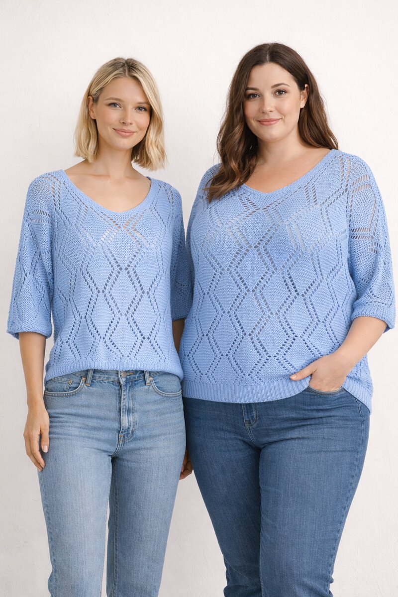 Adele Crocheted Top Women Sky Blue VIVICHY