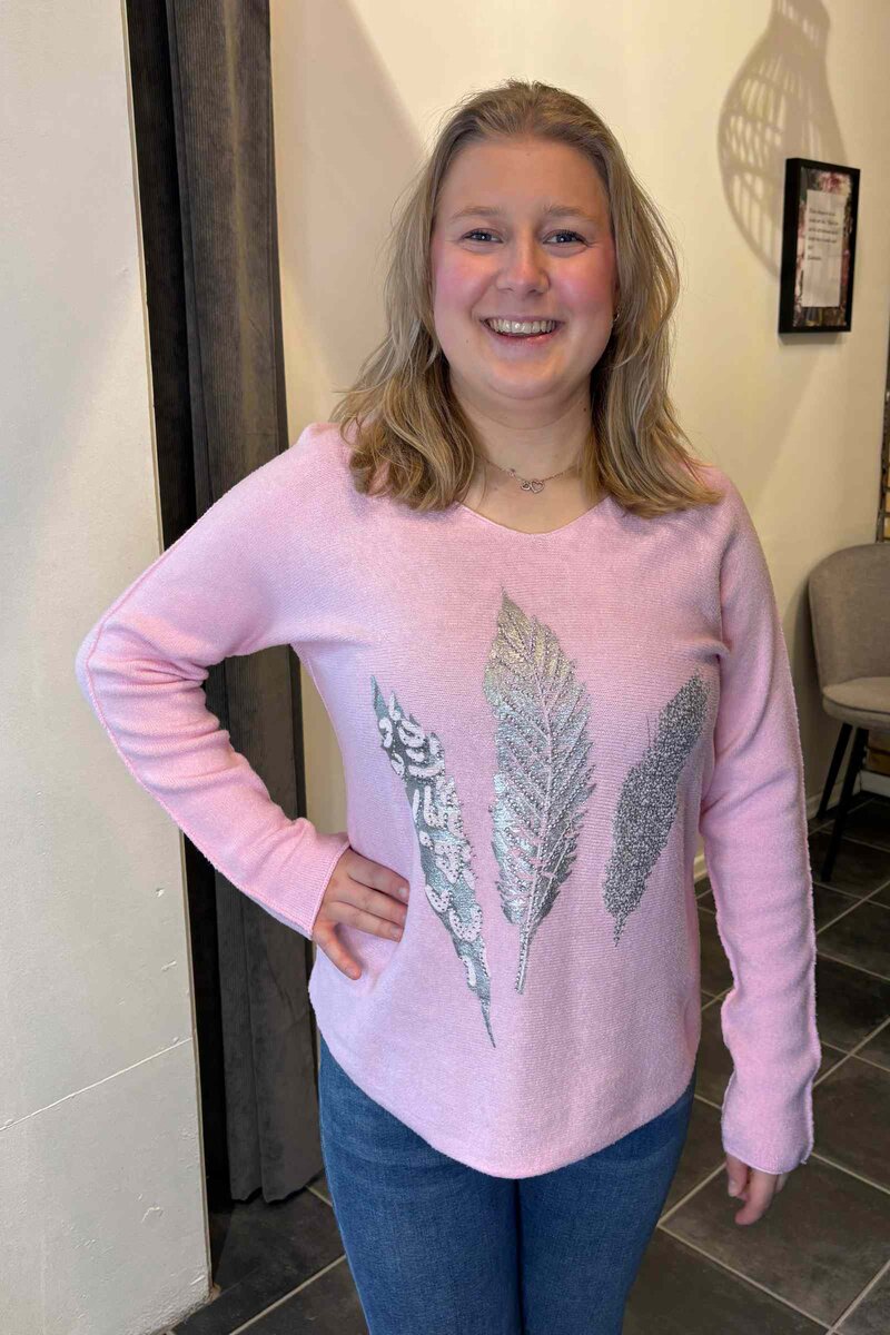 Charlie 2 V-Neck Sweater Ladies Light Pink VIVICHY