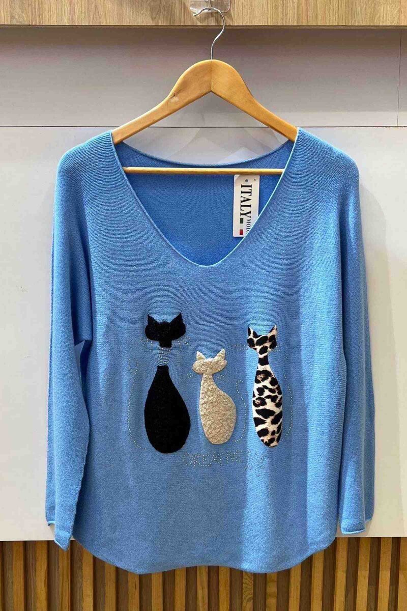 Mimmi V-Neck Sweater Women Sky Blue VIVICHY