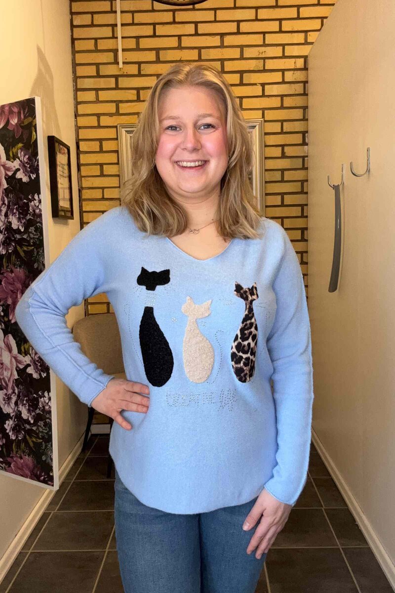 Mimmi V-Neck Sweater Women Sky Blue VIVICHY