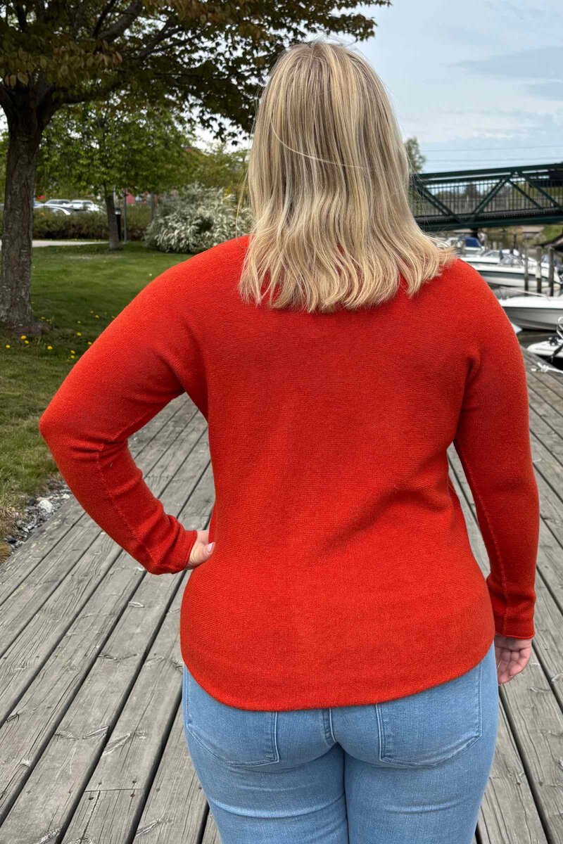 Pixie V-Neck Sweater Women Orange VIVICHY