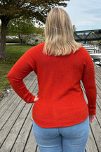 Pixie V-Neck Sweater Women Orange VIVICHY