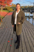 Vivichy Tove Knitted Long Cardigan Women Khaki - VIVICHY