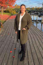 Vivichy Tove Knitted Long Cardigan Women Khaki - VIVICHY
