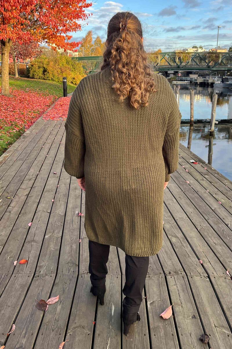 Vivichy Tove Knitted Long Cardigan Women Khaki - VIVICHY