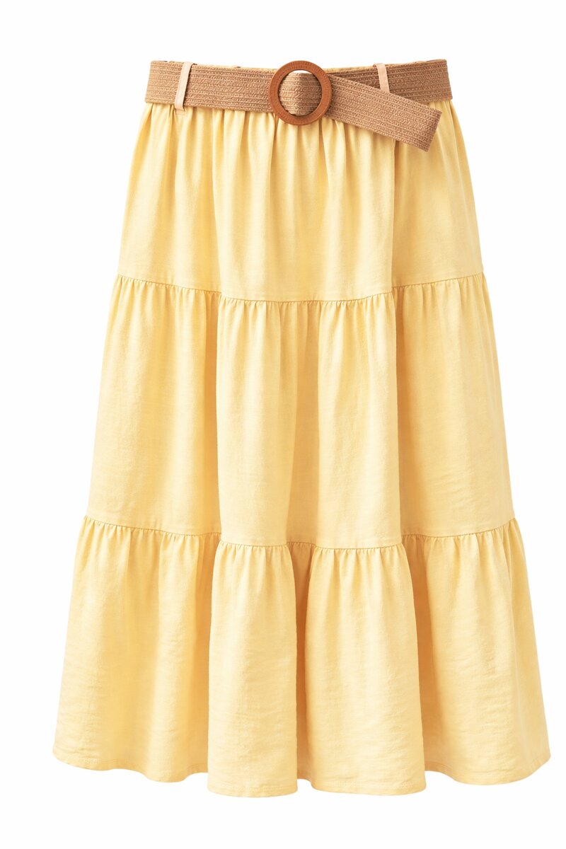 Yolanda Skirt with Belt Women Light Yellow - VIVICHY