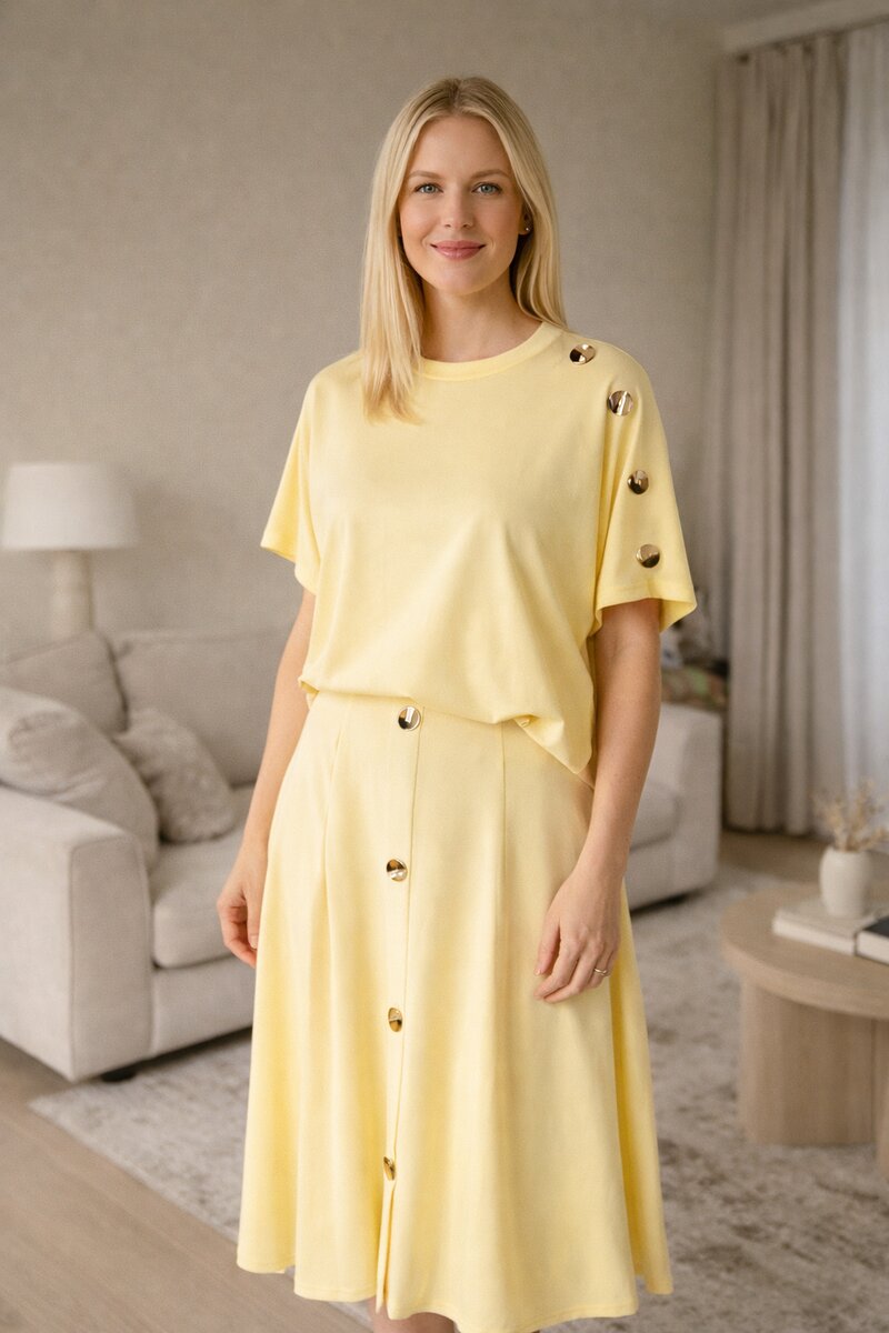 Voyelle Villemo Knitted Set Women Yellow CARAMELLE FASHION