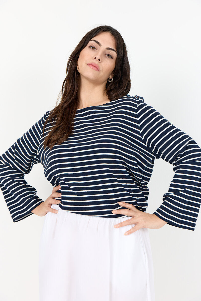 Sakar 2 Long-Sleeve T-Shirt Women Navy Combi Wasabiconcept