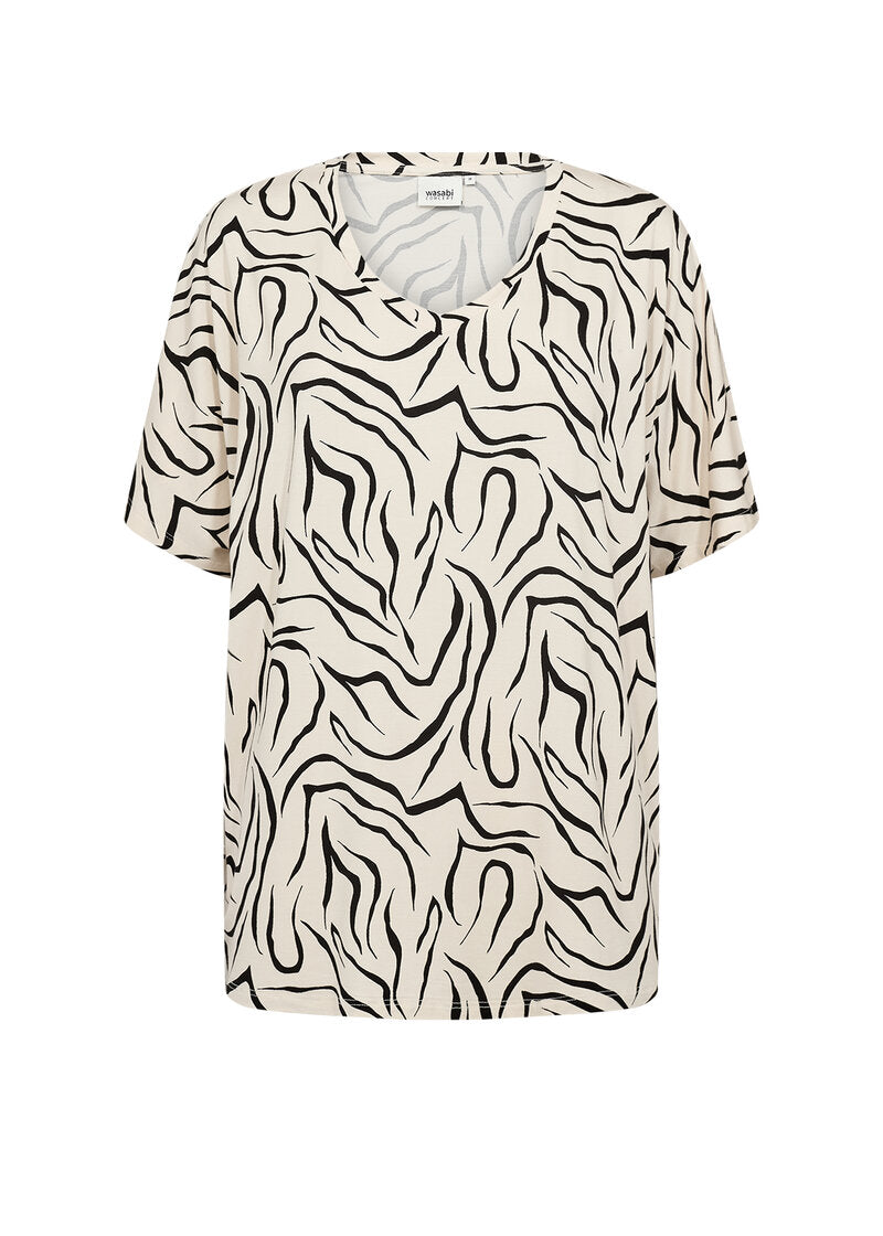 Saliha 4 T-shirt Dam Cream Combi Wasabiconcept