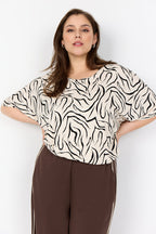 Saliha 4 T-shirt Dam Cream Combi Wasabiconcept