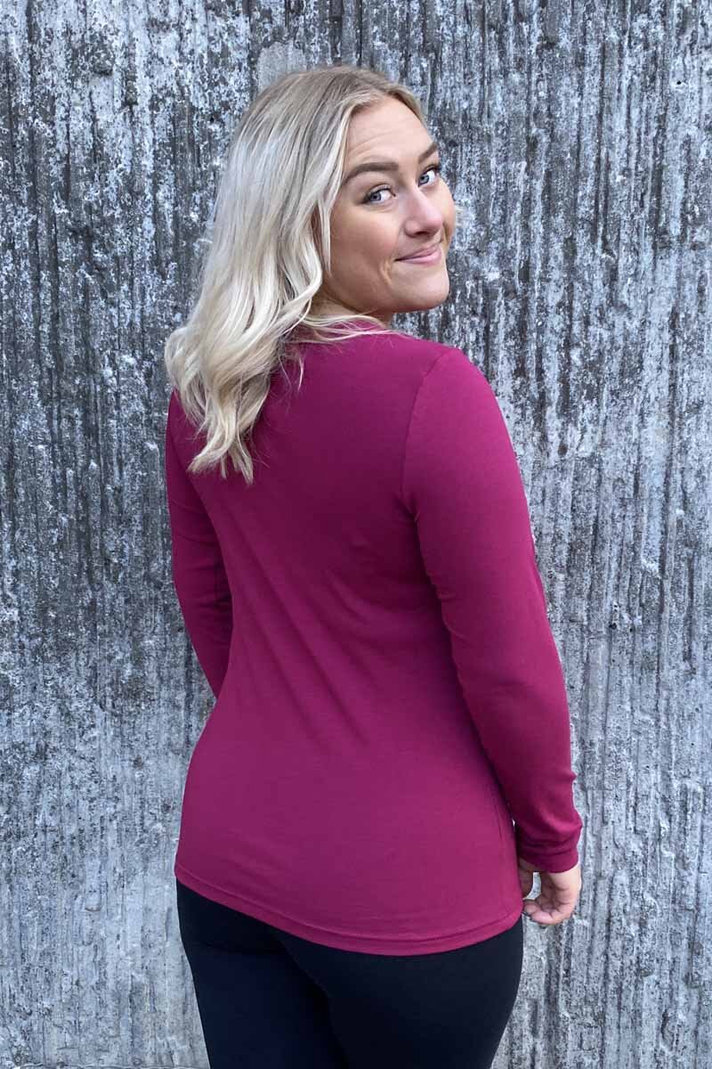Emma Long-Sleeved T-Shirt Women Raspberry - Way of Sweden