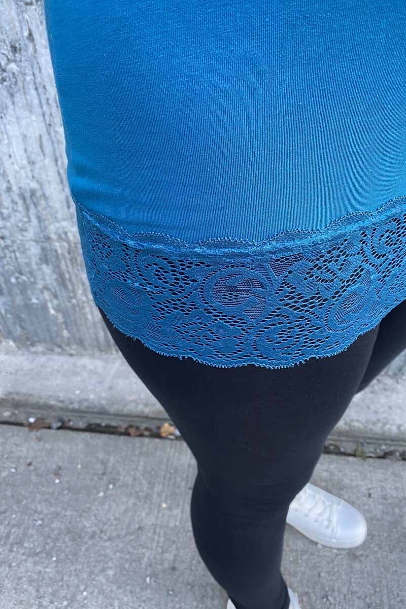Way of Sweden Emma Lace Linen Top Women Petroleum - Way of Sweden