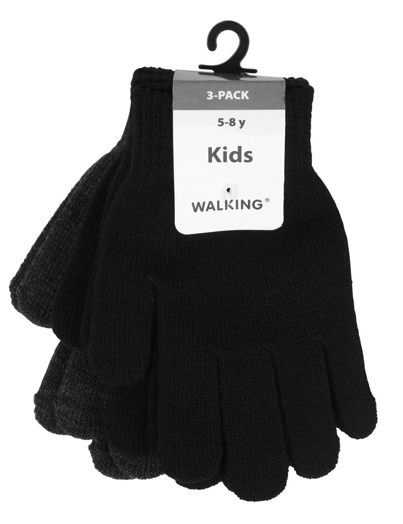 3-pack Magic Gloves Kids Black WIGES