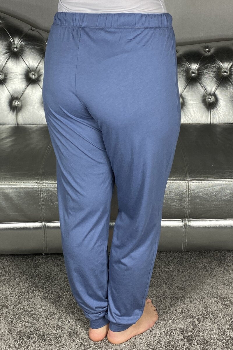 Wiges Pajama Pants Cuff Bamboo Ladies Blue - Wiges