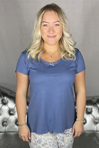 Wiges Women's Bamboo Pyjama Top Blue - Wiges