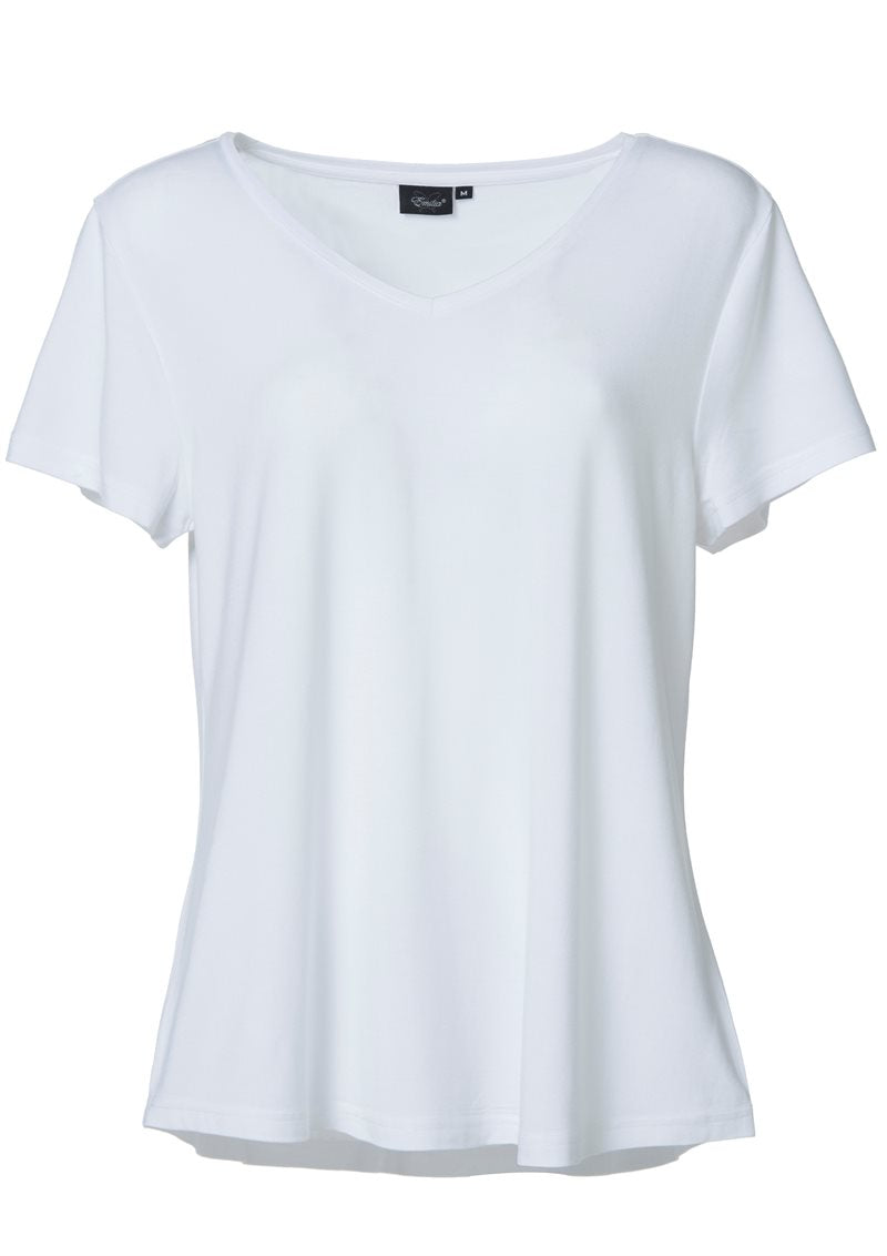 T-Shirt V-ringad Bambu Dam Vit - Wiges
