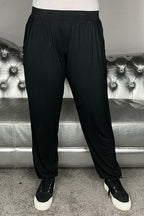 Bamboo Jersey Trousers with Cuffs Black Women - Wiges