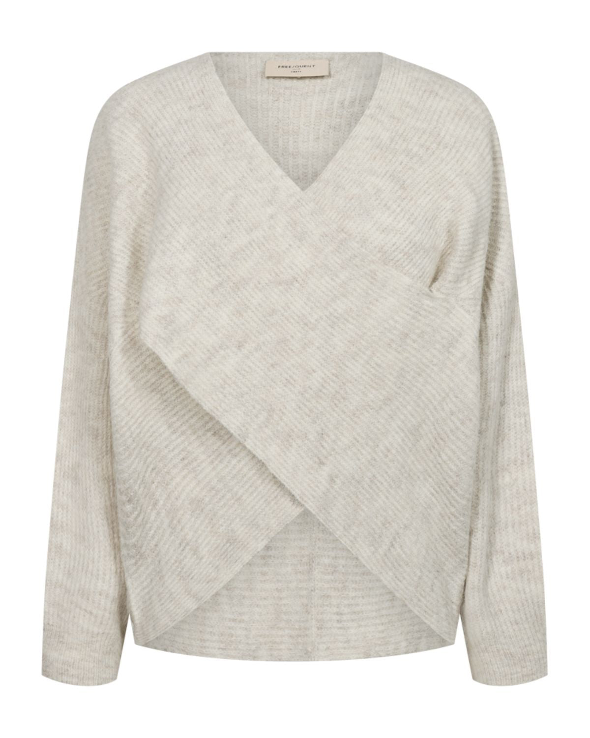 Wrappy Stickad Omlotttröja Dam Beige Moonbeam Mel | Smilebutiken – Freequent