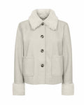 Yanna Jacket with Fur Collar Women Moonbeam Melange | Smilebutiken - Freequent