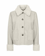 Yanna Jacket with Fur Collar Women Moonbeam Melange | Smilebutiken - Freequent