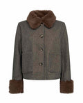 Yanna Jacket with Fur Collar Women Morel Melange | Smilebutiken - Freequent