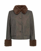 Yanna Jacket with Fur Collar Women Morel Melange | Smilebutiken - Freequent