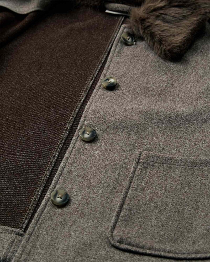 Yanna Jacket with Fur Collar Women Morel Melange | Smilebutiken - Freequent