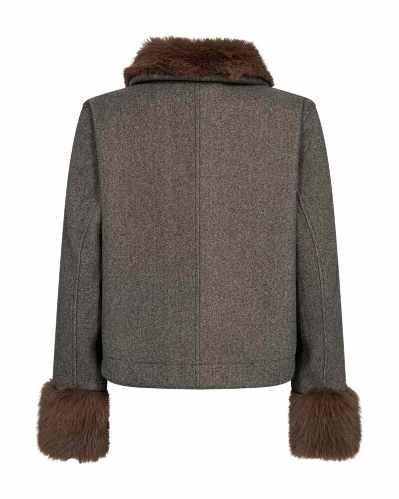 Yanna Jacket with Fur Collar Women Morel Melange | Smilebutiken - Freequent