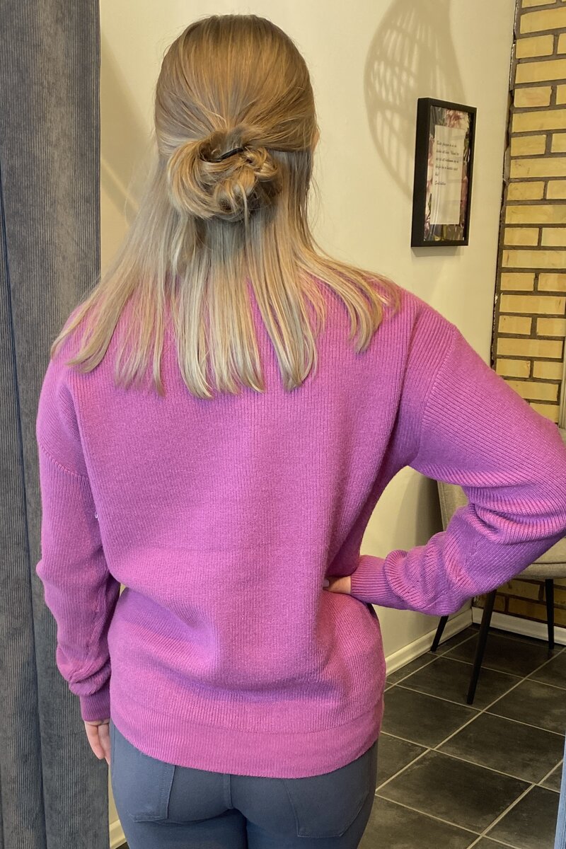 Claudelle Stickad Tröja Dam Berry Melange Zabaione