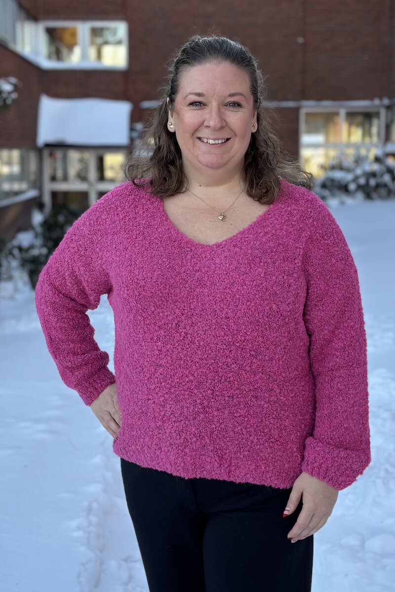 Louise Stickad Pullover Dam Hot Pink Zabaione