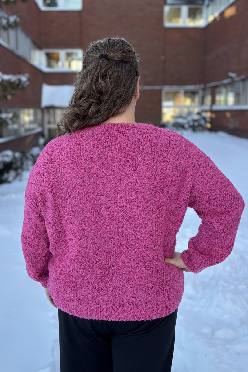 Louise Stickad Pullover Dam Hot Pink Zabaione