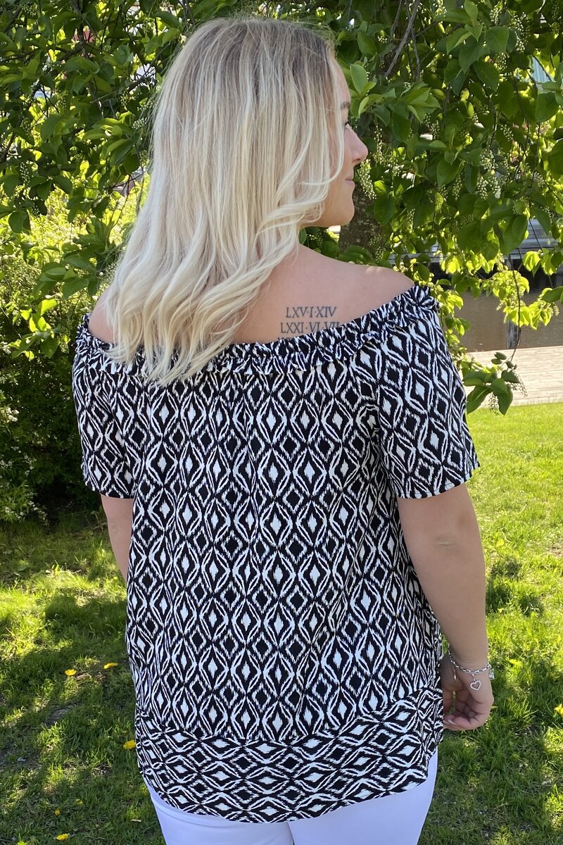 Noa Patterned Black Blouse - Zabaione