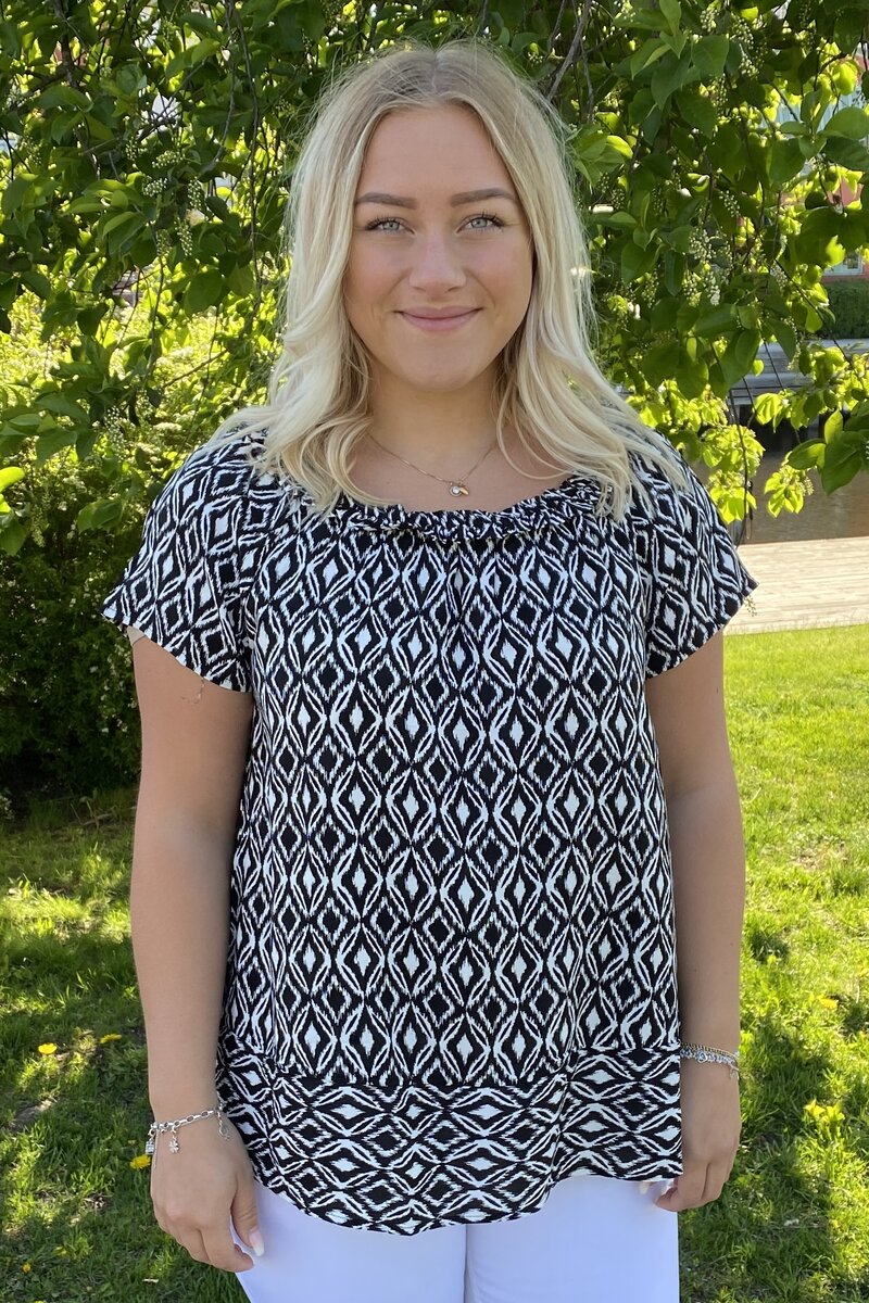 Noa Patterned Black Blouse - Zabaione