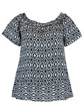 Noa Patterned Black Blouse - Zabaione