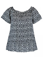 Noa Patterned Black Blouse - Zabaione