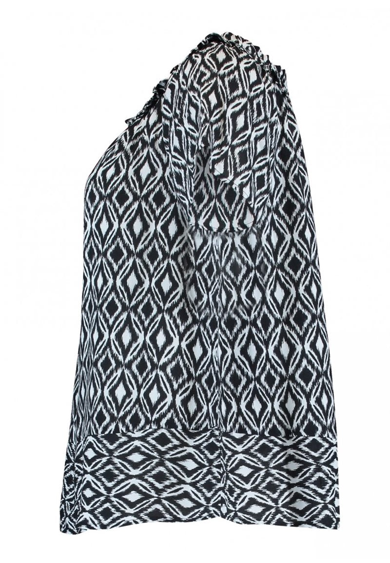 Noa Patterned Black Blouse - Zabaione