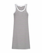 Zia Striped Dress Women Coffee Bean With Brilliant White | Smilebutiken - Freequent