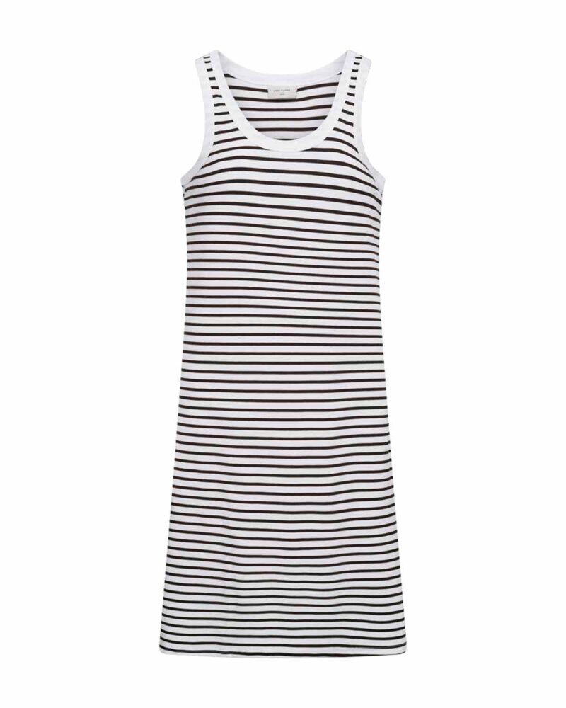 Zia Striped Dress Women Coffee Bean With Brilliant White | Smilebutiken - Freequent