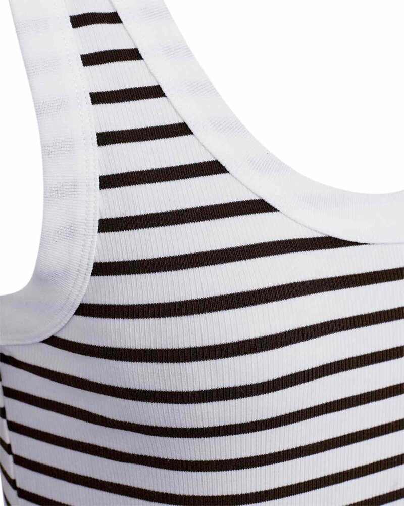 Zia Striped Dress Women Coffee Bean With Brilliant White | Smilebutiken - Freequent